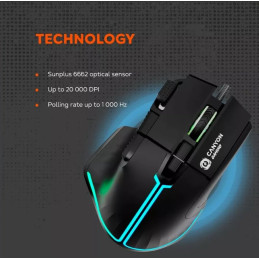 CANYON Herní drátová myš Fortnax GM-636, optická, RGB, až 20 000 DPI, 9tl. programovatelných, černá