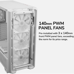 COUGAR PC skříň MX600 White Full Tower Mesh Front Panel 3 x 140mm + 1 x 120mm Fans TG Left Panel
