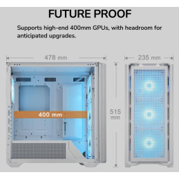 COUGAR PC skříň MX600 White Full Tower Mesh Front Panel 3 x 140mm + 1 x 120mm Fans TG Left Panel