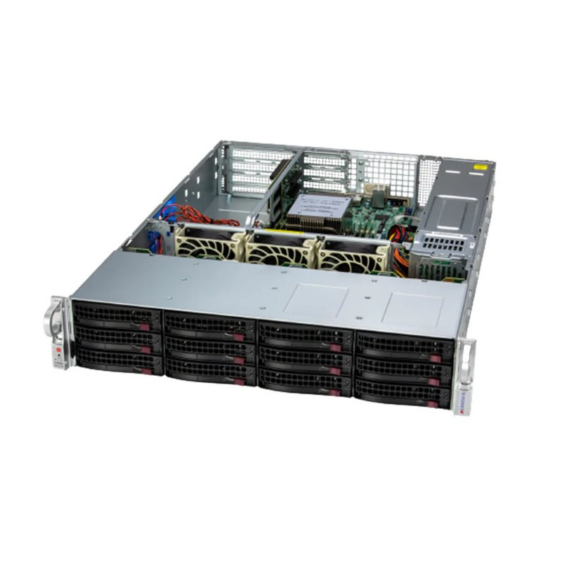 SUPERMICRO WIO A+ Ser 2U UP WIO with 12 hot-swap 3.5" NVMe/SAS/SATA (6 NVMe hybrid) bays and 2 PCIe 5.0 x16 FHFL slots +