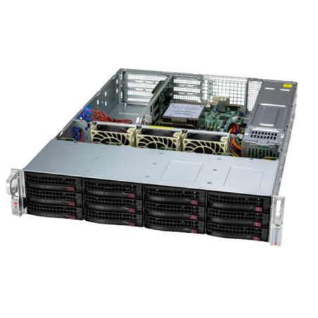 SUPERMICRO WIO A+ Ser 2U UP WIO with 12 hot-swap 3.5" NVMe/SAS/SATA (6 NVMe hybrid) bays and 2 PCIe 5.0 x16 FHFL slots +