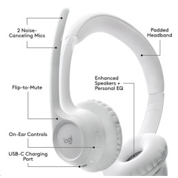 Logitech Zone 300 headset - WHITE - EMEA