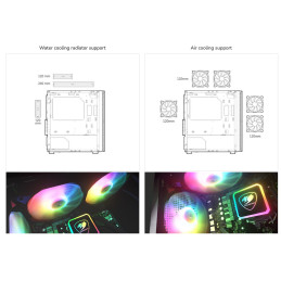 COUGAR PC skříň Purity RGB Black Mini Tower TG Front Panel ARGB strip / 1 x ARGB Fan / 3mm TG Left Panel
