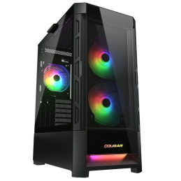 COUGAR PC skříň DUOFACE Black Mid Tower Airflow Front Panel TG Left Panel 2 x ARGB 140mm & 1x 120mm Fans