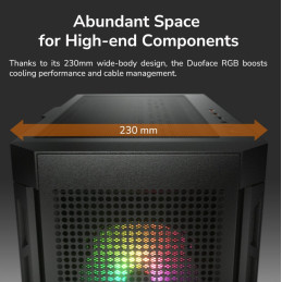 COUGAR PC skříň DUOFACE Black Mid Tower Airflow Front Panel TG Left Panel 2 x ARGB 140mm & 1x 120mm Fans