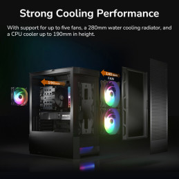 COUGAR PC skříň DUOFACE Black Mid Tower Airflow Front Panel TG Left Panel 2 x ARGB 140mm & 1x 120mm Fans
