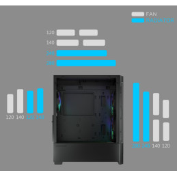 COUGAR PC skříň DUOFACE Black Mid Tower Airflow Front Panel TG Left Panel 2 x ARGB 140mm & 1x 120mm Fans