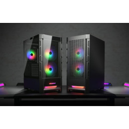 COUGAR PC skříň DUOFACE Black Mid Tower Airflow Front Panel TG Left Panel 2 x ARGB 140mm & 1x 120mm Fans