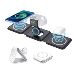 1stCOOL Qi bezdrôtová prenosná nabíjačka 3v1, MagSafe, čierna, USB-C