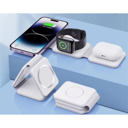 1stCOOL Qi bezdrôtová prenosná nabíjačka 3v1, MagSafe, biela, USB-C