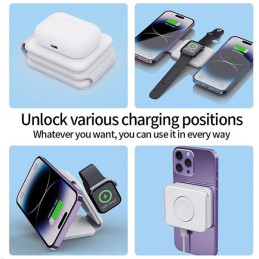 1stCOOL Qi bezdrôtová prenosná nabíjačka 3v1, MagSafe, biela, USB-C