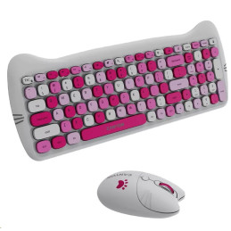 CANYON Kitty edice HSET-W6, bezdrátový SET EN klávesnice + optická myš + ochranné pouzdro + podložka, růžová