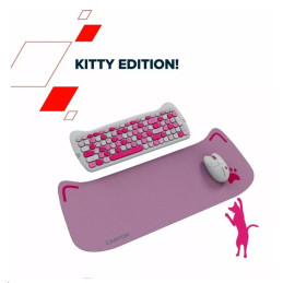 CANYON Kitty edice HSET-W6, bezdrátový SET EN klávesnice + optická myš + ochranné pouzdro + podložka, růžová