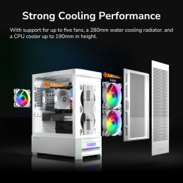 COUGAR PC skříň DUOFACE White Mid Tower Airflow Front Panel TG Left Panel 2 x ARGB 140mm & 1x 120mm Fans