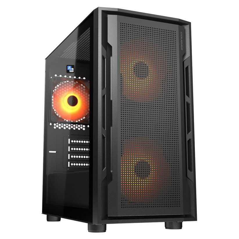 COUGAR PC skříň UNIFACE RGB Black Mini Tower Mesh Front Panel 2x 140mm RGB Fan + 1x 120mm RGB Fan TG Left Panel