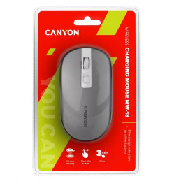 CANYON myš MW-18DG, optická, tichá, s bezdrátovým nabíjením 300mAh, 4.tl., až 1600 DPI, perleťově šedá