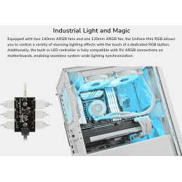 COUGAR PC skříň UNIFACE RGB White Mini Tower Mesh Front Panel 2x 140mm RGB Fan + 1x 120mm RGB Fan TG Left Panel
