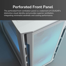 COUGAR PC skříň UNIFACE RGB White Mini Tower Mesh Front Panel 2x 140mm RGB Fan + 1x 120mm RGB Fan TG Left Panel