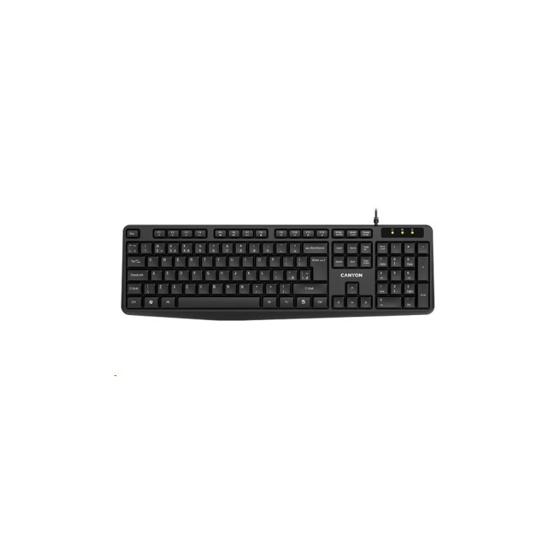 CANYON klasická USB klávesnice, omývatelná, černá, RU layout/Cyrilice, černá