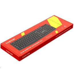 CANYON klasická USB klávesnice, omývatelná, černá, RU layout/Cyrilice, černá