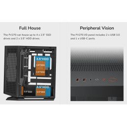 COUGAR PC skříň FV270 Black Mid tower tempered curved glass perimeter quick detachable air filters up to 9 fans