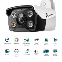 4MP Outdoor Full-Color Bullet Network Camera SPEC: H.265+/H.265/H.264+/H.264, 1/3" Progressive Scan CMOS, Color/0.005 Lu