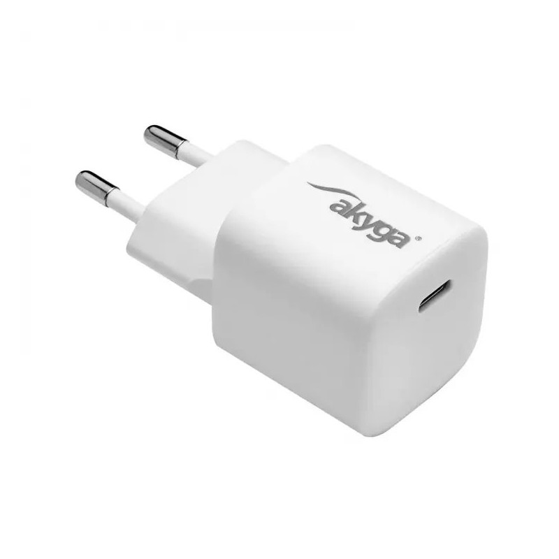 Akyga Nabíječka univerzální USB-C PD 5-12V / max. 3A 25W Quick Charge 3.0 GaN, bílá