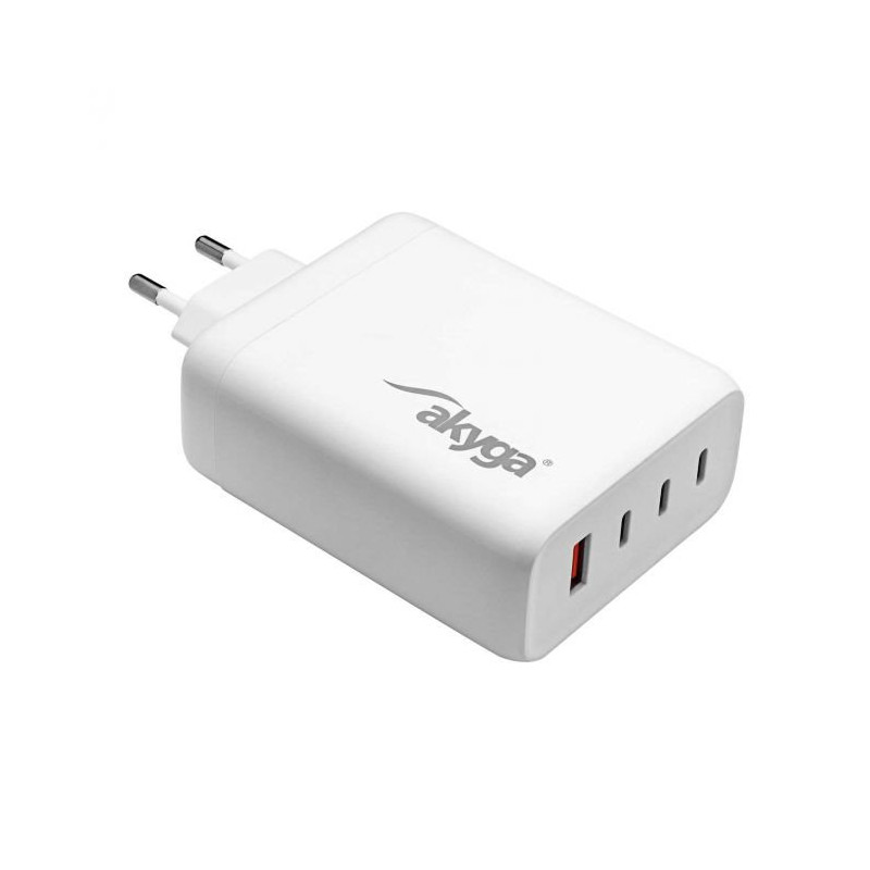 Akyga Nabíječka univerzální USB-A + 3x USB-C PD 5-28V / max. 5A 140W Quick Charge 3.0 GaN, bílá
