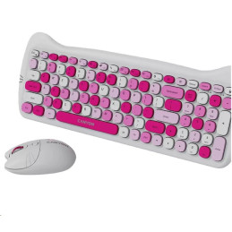 CANYON Kitty edice HSET-W6, bezdrátový SET CS klávesnice + optická myš + ochranné pouzdro + podložka, růžová