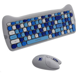 CANYON Kitty edice HSET-W6, bezdrátový SET CS klávesnice + optická myš + ochranné pouzdro + podložka, modrá