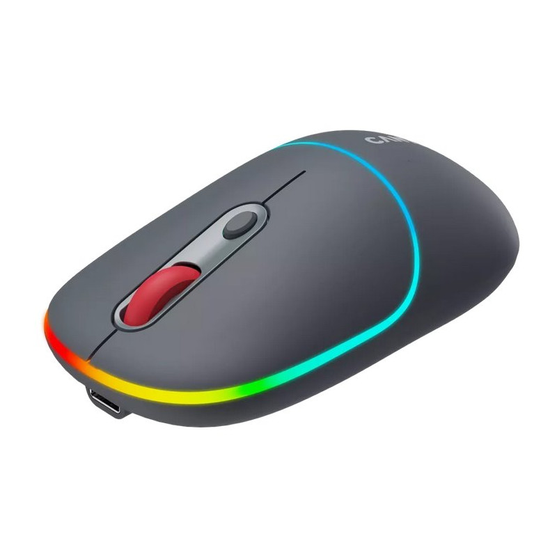 CANYON myš optická bezdrátová MW-22, RGB, 800/1200/1600 dpi, 4 tl, BT+2,4GHz, baterie 650mAh, dark grey