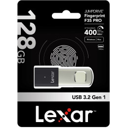 Lexar flash disk 128GB - Fingerprint F35Pro USB 3.2 (čtení/zápis: 400/300MB/s)