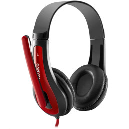 CANYON headset HSC-1, lehký, 3,5 mm jack TRRS, černo-červená