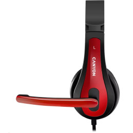 CANYON headset HSC-1, lehký, 3,5 mm jack TRRS, černo-červená