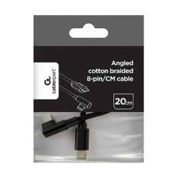Gembird adaptér USB-C (M) / Lightning (M), datový / nabíjací, opletený, pravouhlý, 0.2m