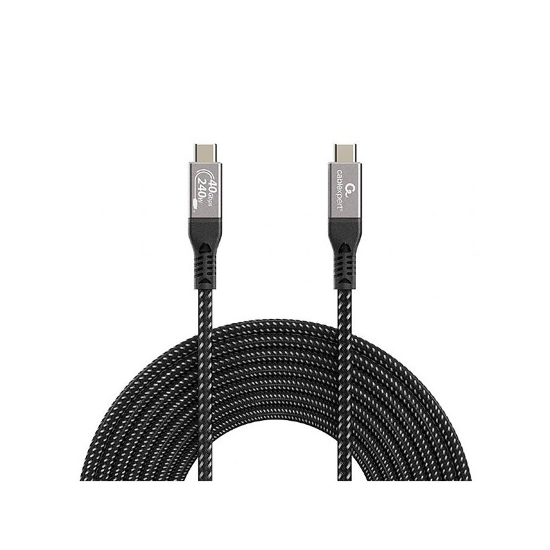 Gembird kábel USB-C (M) na USB-C (M), prémiový, USB 4, 3.2 Gen, 240W, 40 GBps, 1.5 m, čierny