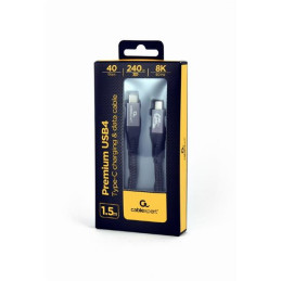 Gembird kábel USB-C (M) na USB-C (M), prémiový, USB 4, 3.2 Gen, 240W, 40 GBps, 1.5 m, čierny