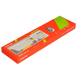 CANYON HSET-W5 bezdrátový SET CS klávesnice + optická myš, 2,4 Ghz, 105 kláves, béžový