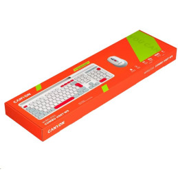 CANYON HSET-W5 bezdrátový SET CS klávesnice + optická myš, 2,4 Ghz, 105 kláves, bílý
