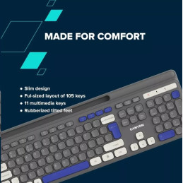 CANYON HSET-W5 bezdrátový SET CS klávesnice + optická myš, 2,4 Ghz, 105 kláves, bílý