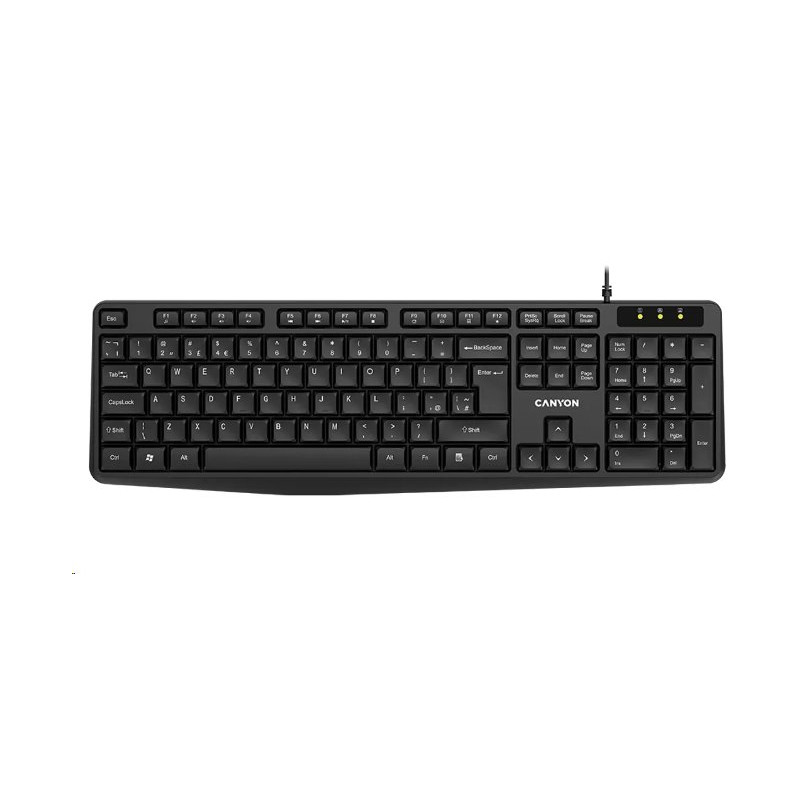 CANYON klasická USB klávesnice CZ/SK, omývatelná, černá