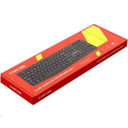 CANYON klasická USB klávesnice CZ/SK, omývatelná, černá