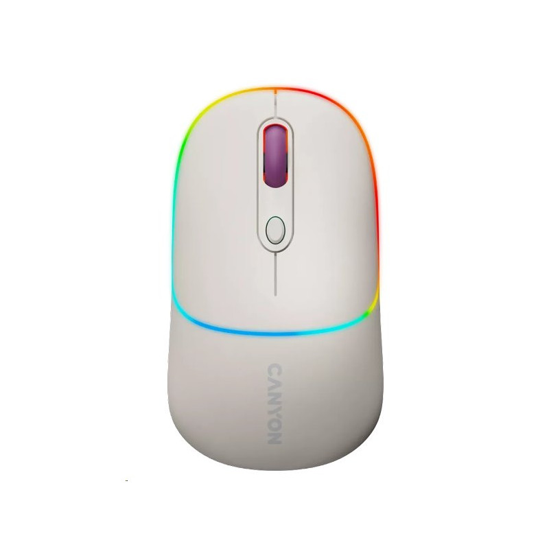 CANYON myš optická bezdrátová MW-22, RGB, 800/1200/1600 dpi, 4 tl, BT+2,4GHz, baterie 650mAh, rice
