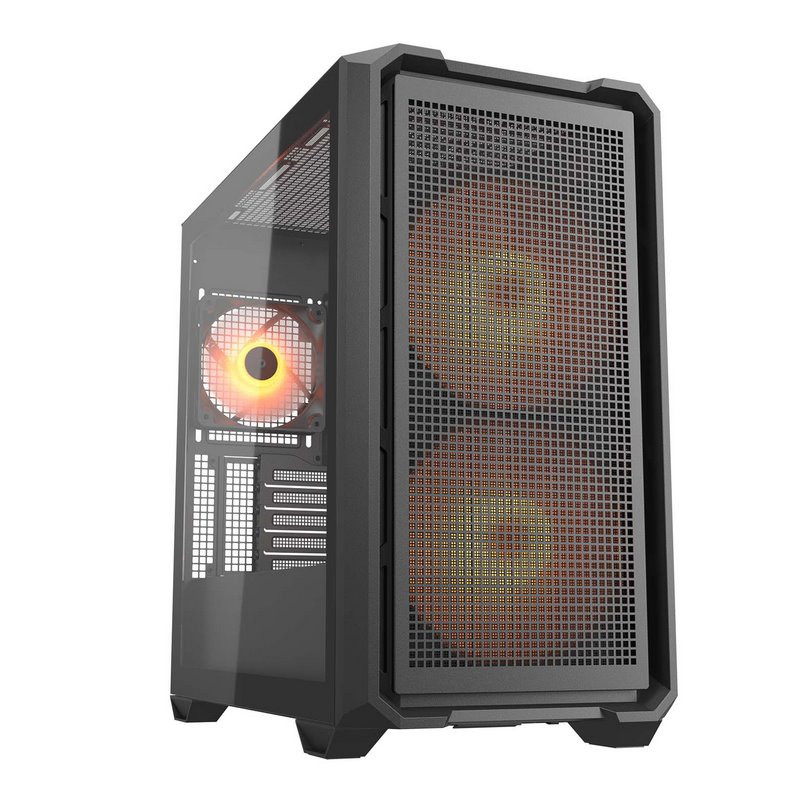 COUGAR PC skříň MX600 Black Mini Tower Mesh Front Panel 2 x 160mm + 1 x 120mm Fans TG Left Panel