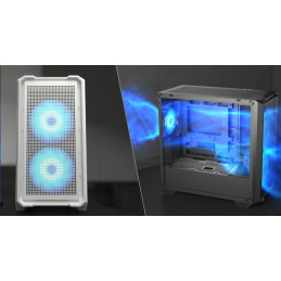 COUGAR PC skříň MX600 Black Mini Tower Mesh Front Panel 2 x 160mm + 1 x 120mm Fans TG Left Panel
