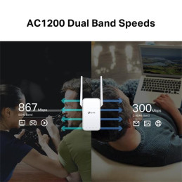 TP-LINK "AC1200 Wi-Fi Range ExtenderSPEED: 300Mbps at 2.4GHz + 867Mbps at 5GHzSPEC: 2 × External Antennas, 1 × 10/100M