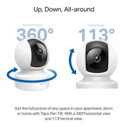 TP-LINK "Pan/Tilt Home Security Wi-Fi CameraSPEC:2K (2304x1296), 2.4 GHz, Horizontal 360?, 1 × Ethernet PortFEATURE: P