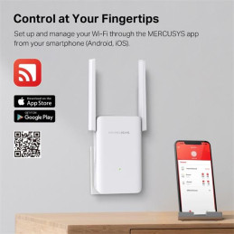 AX1800 Wi-Fi Range Extender SPEED: 574 Mbps at 2.4 GHz + 1201 Mbps at 5 GHz SPEC: 2× Fixed External Antennas, 1 × Gigab