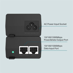 PoE+ Injector Adapter PORT: 1× Gigabit PoE Port, 1× Gigabit Non-PoE Port SPEC: 802.3at/af Compliant, Data and Power Carr