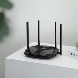 AX3000 Dual-Band Wi-Fi 6 Router SPEED: 574 Mbps at 2.4 GHz + 2402 Mbps at 5 GHz SPEC: 4× Fixed External Antennas, 3× G
